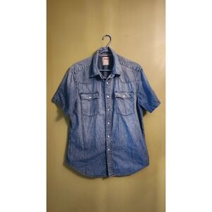 Levi's Womens Large Western Pearl Snaps  Shirt Light Blue